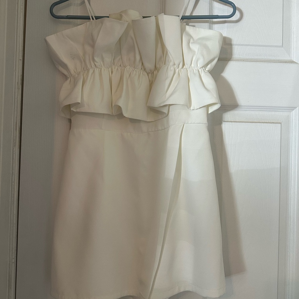 White Ruffle Romper - Picture 3 of 5